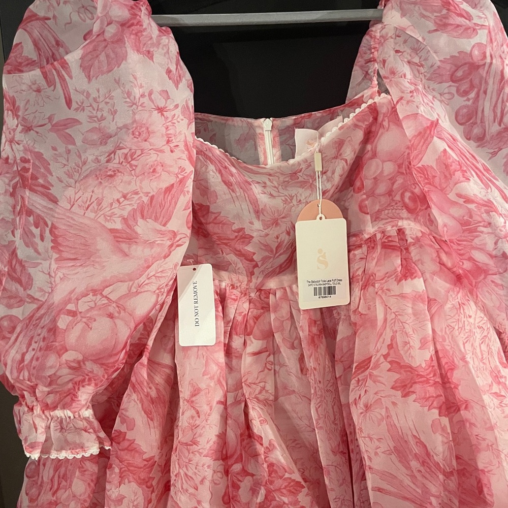 Selkie Pink Floral Puff-Sleeve Mini Dress - Picture 6 of 7